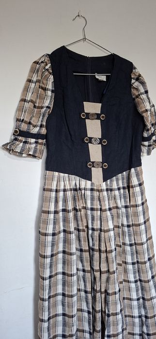 Sukienka z lnu i wiskozy vintage meico l 40 xl 42