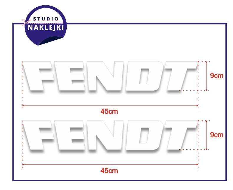 Naklejka FENDT 50x8cm Traktor Wózek Widłowy biały Napis Nalepka 2szt