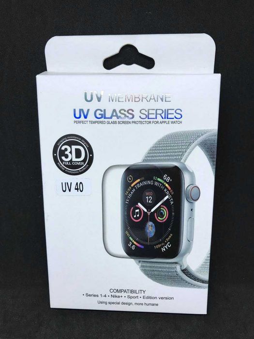 Película de vidro temperado completa curva UV para Apple Watch 40mm