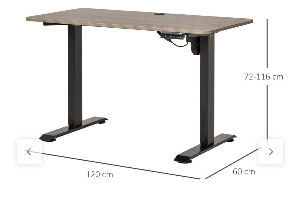 Secretária Elétrica Vinsetto Preto Metal, Melamina de Madeira 120x60x116cm