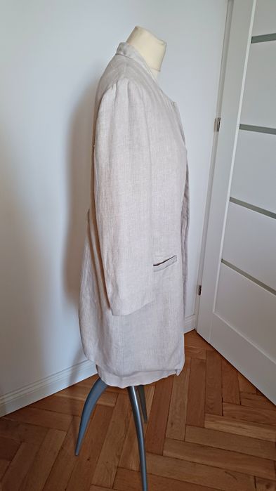 Lekki Płaszczyk Narzutka 100% len Massimo Dutti L