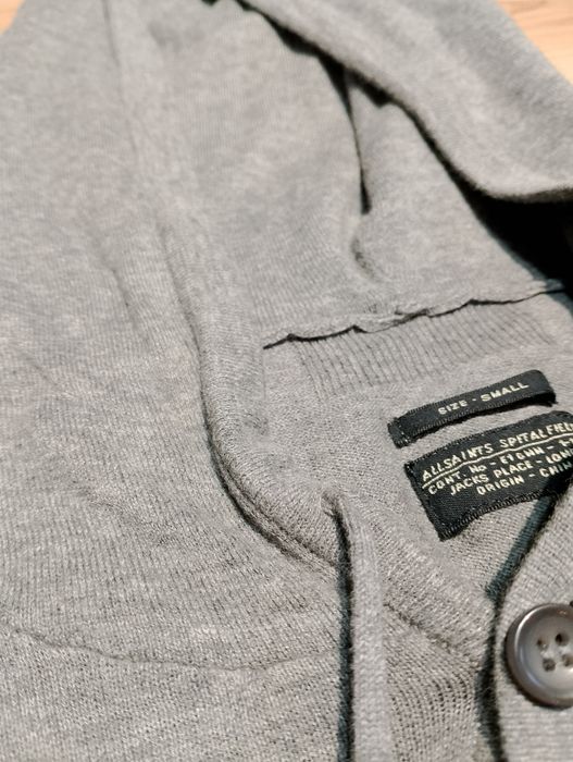 Szara Męska Rozpinana Bluza Z Kapturem All Saints Devise Button Hoody