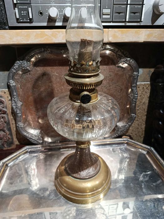 Candeeiro a Petróleo 54 cm Cobre e Latão Anos 20