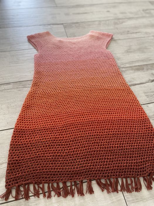 Szydełkowa letnia sukienka siateczka handmade