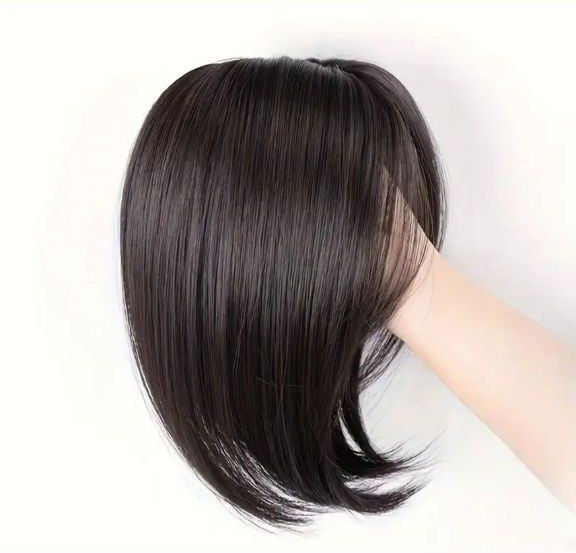 Накладка полупарик с челкой для объема волос, Темно коричневый цвет 30