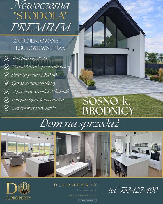 Nowoczesna stodoła PREMIUM | 2023 | garaż 2-st. | działka 2371 m²