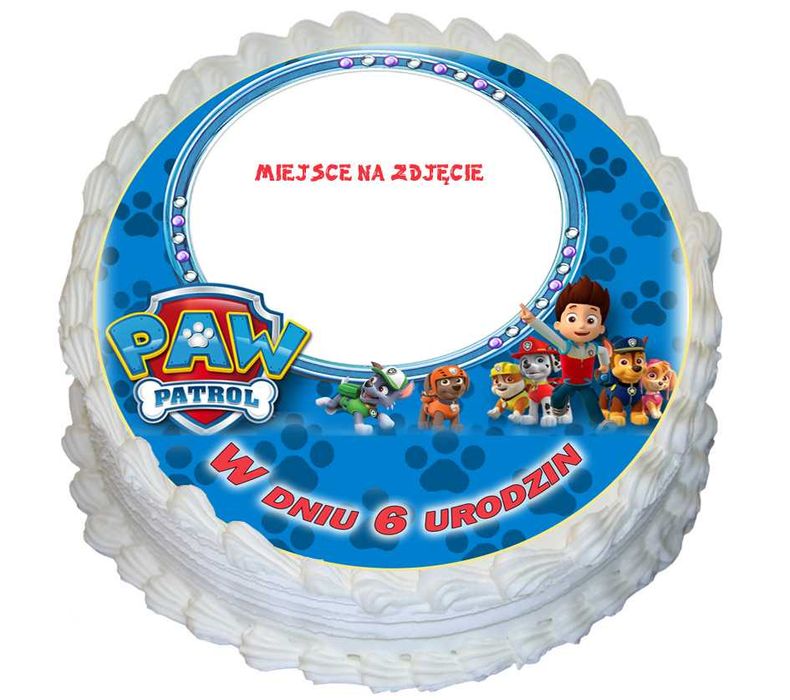 Opłatek na tort okrągły 20 cm. Psi patrol+ zdjęcie