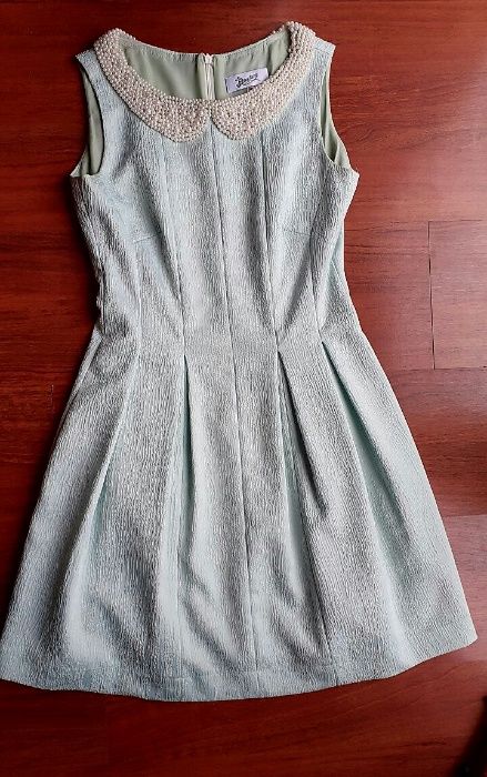 Elegancka pastelowa, miętowa sukienka rozmiar 36