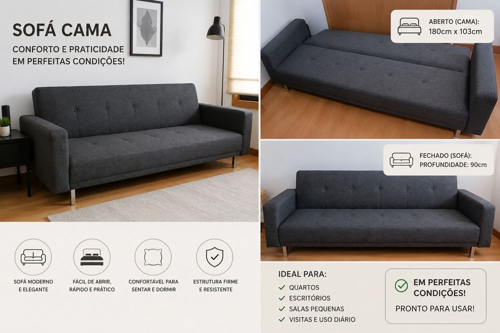 Sofá cama 3 lugares