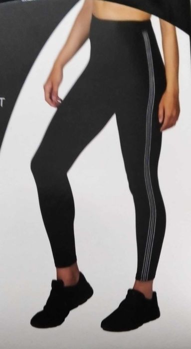 SPODNIE Legginsy z brokatowymi lampasami ELASTYCZNE DAMSKIE M