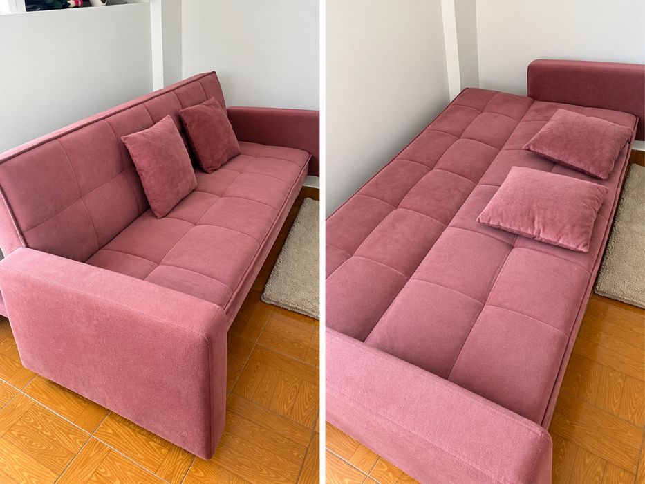 Sofá cama confortavel em bordô