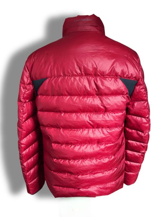 Calvin Klein Jeans Kurtka Puchowa L Czerwona Puch Pierze Zimowa Premium CK