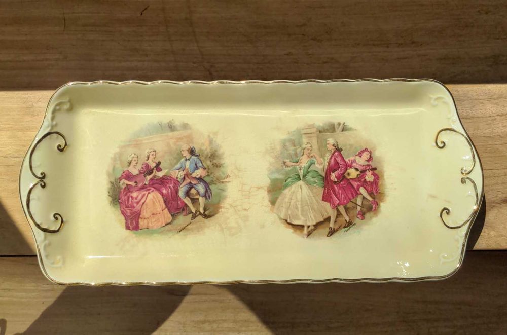 Travessa bolo inglesa e Grande Prato Limoges 29cm/Decoração Fragonard