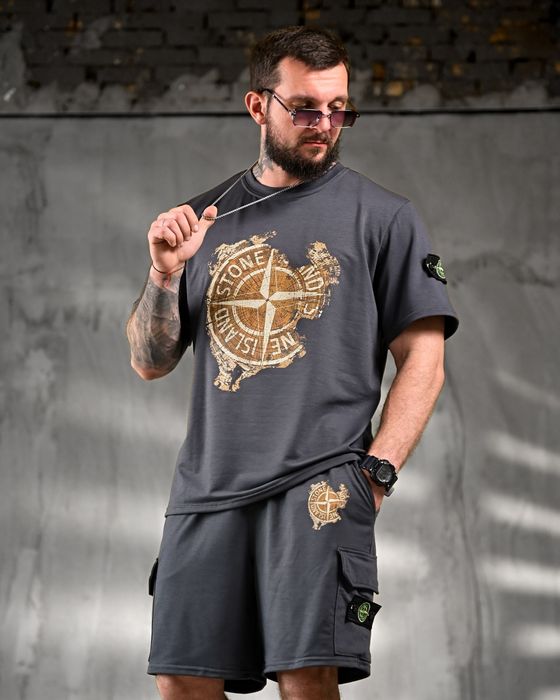 Літній комплект Stone Island. (сірий, зелений, чорний, кайот)