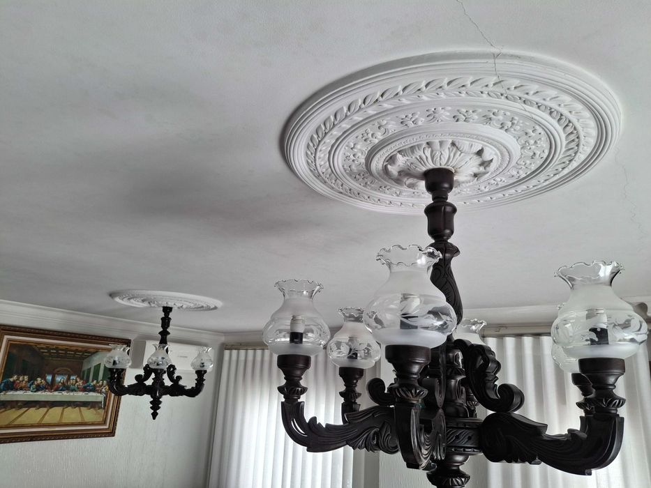 Candeeiro Teto Madeira Maciça 6 Braços