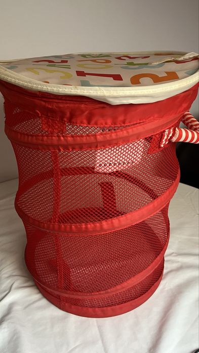 Cestos dobráveis infantis arrumação brinquedos (azul e vermelho)