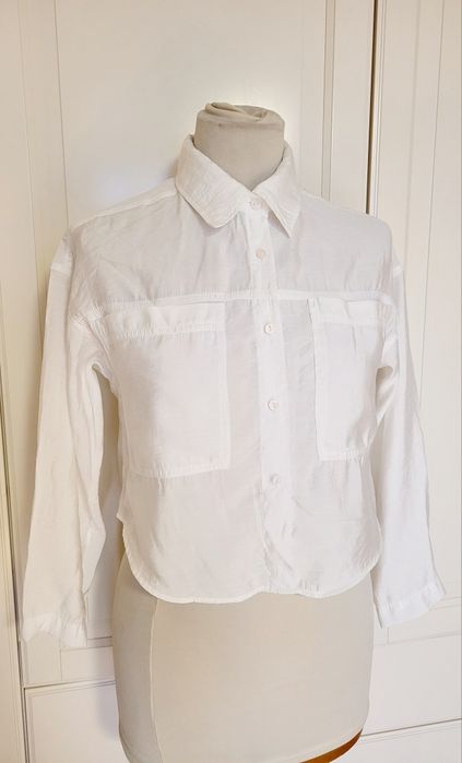 Krótka biała koszula Zara xs-s 9-10l 140 cm