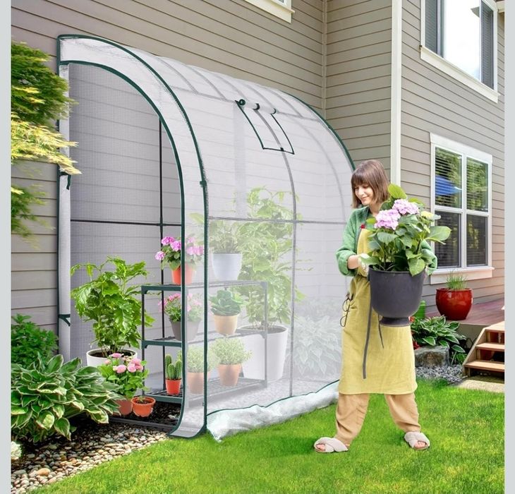 Szklarnia z 3 półkami: przenośna szklarnia ścienna Ohuhu