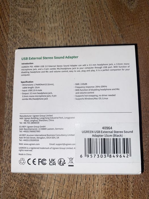 Zewnętrzna karta dźwiękowa USB Ugreen