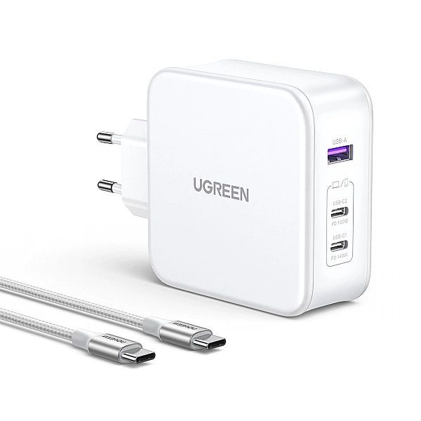 Ładowarka sieciowa GaN Ugreen Nexode Cd289 USB-A/2xUSB-C 140w + kabel