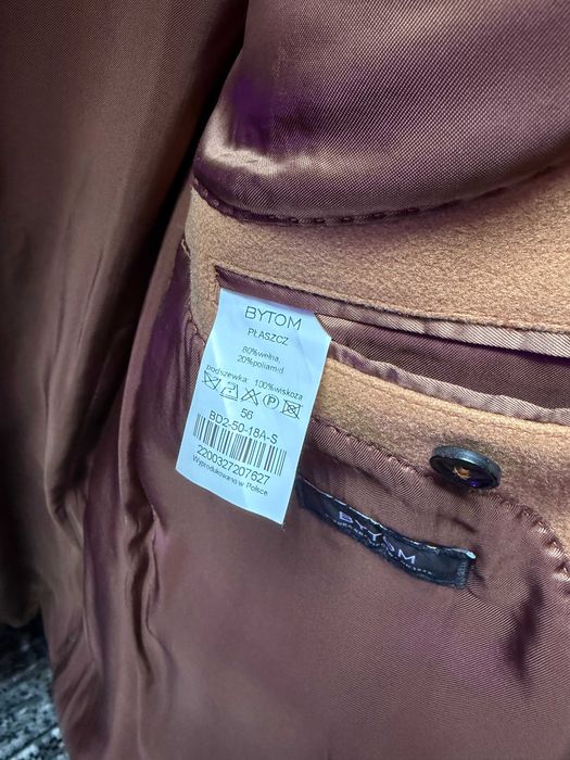 BYTOM – najwyższej jakości płaszcz męski camel, wełna, rozmiar 56