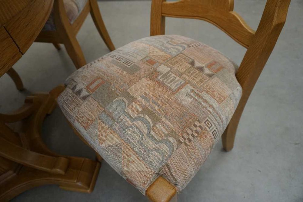 Stół Lity Dąb Okrągły Rozkładany do 175 cm + 4 Krzesła (L-193)