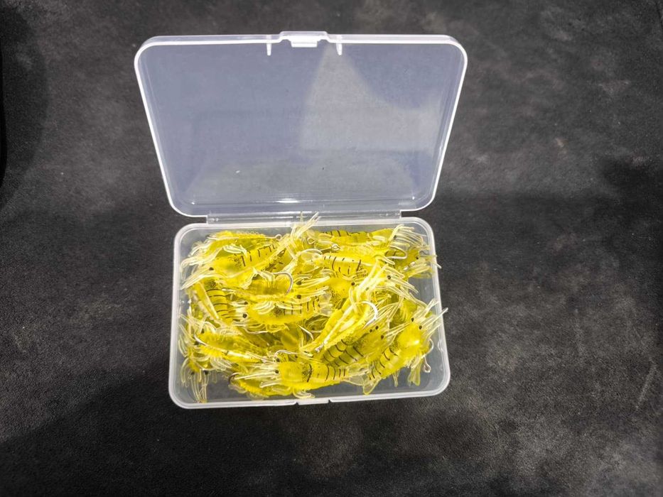 15 Iscas Artificiais de Camarão Realista com Anzol para pesca Prof