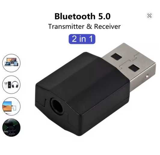 USB Bluetooth 5.0 Transmissor e Receptor Áudio 3.5mm