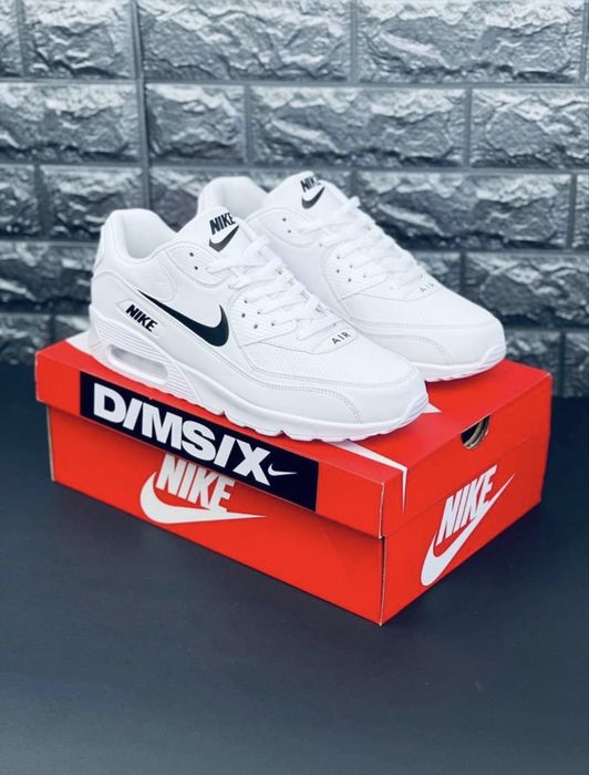 Nike Air Max 90 all white кросівки осінні шкіряні найк аір макс 90