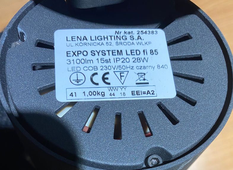 EXPO SYSTEM LED fi 85 3100lm 15st IP20 czarny 840 (28W)