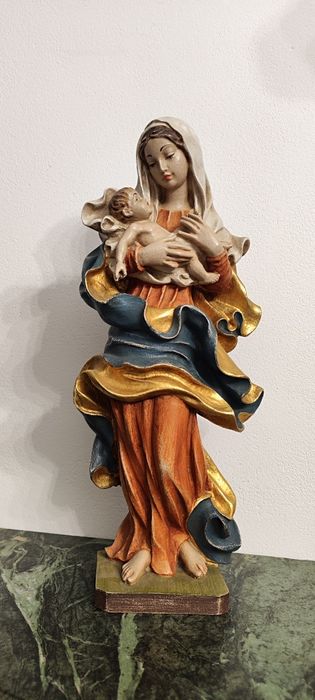 Figura z drewna polichromia Matka boska Maryja 45cm