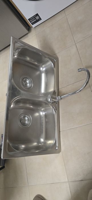 Lava-loiça Inox RODI Line 80 – 2 Cubas + Torneira + Sifão (80x45cm)