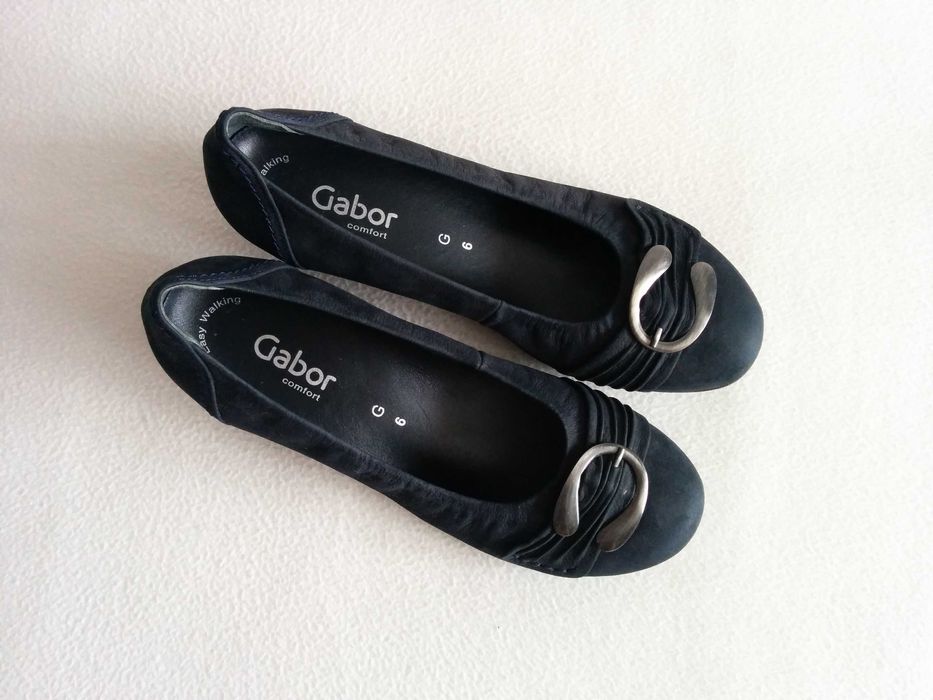 GABOR czółenka ze skóry naturalnej baletki balerinki na niskim obcasie