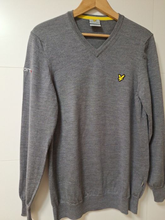 Klasyczny ,cieply z welna sweter Lyle & Scott made in Italy