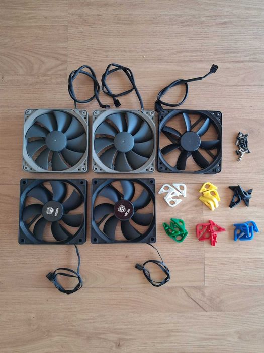 Conjunto de 5 ventoinhas para PC (3 Noctua e 2 Kolink)