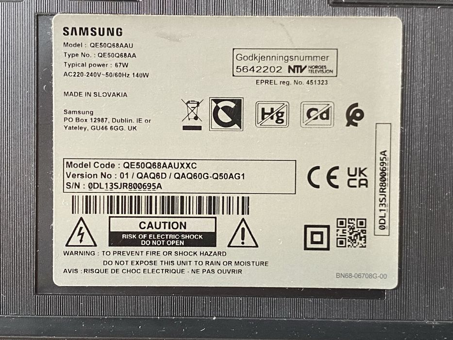 TV Samsung QE50Q68AAU 50” QLED 4K