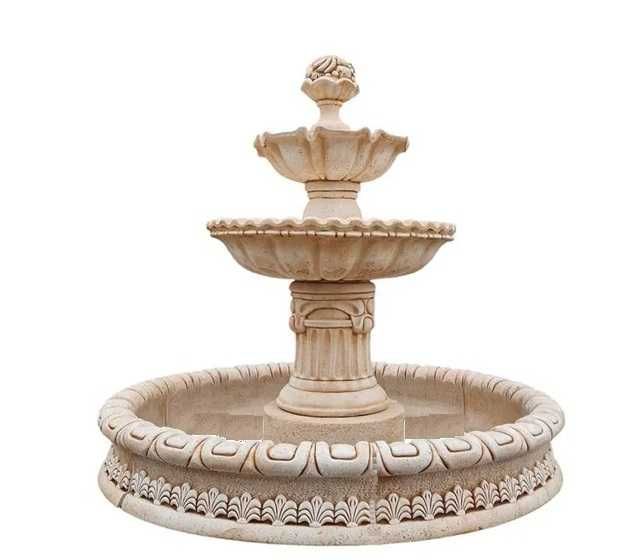 Fontanna ogrodowa Ebro Basen z dnem 140cm Biały beton konglomerat