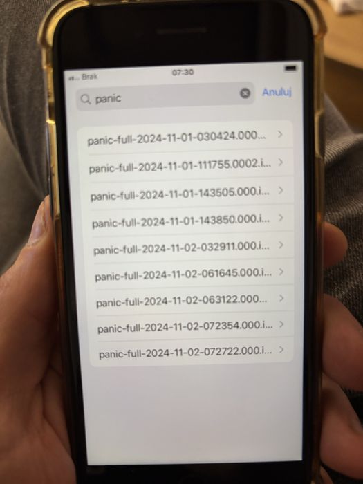 Iphone SE błąd panic full