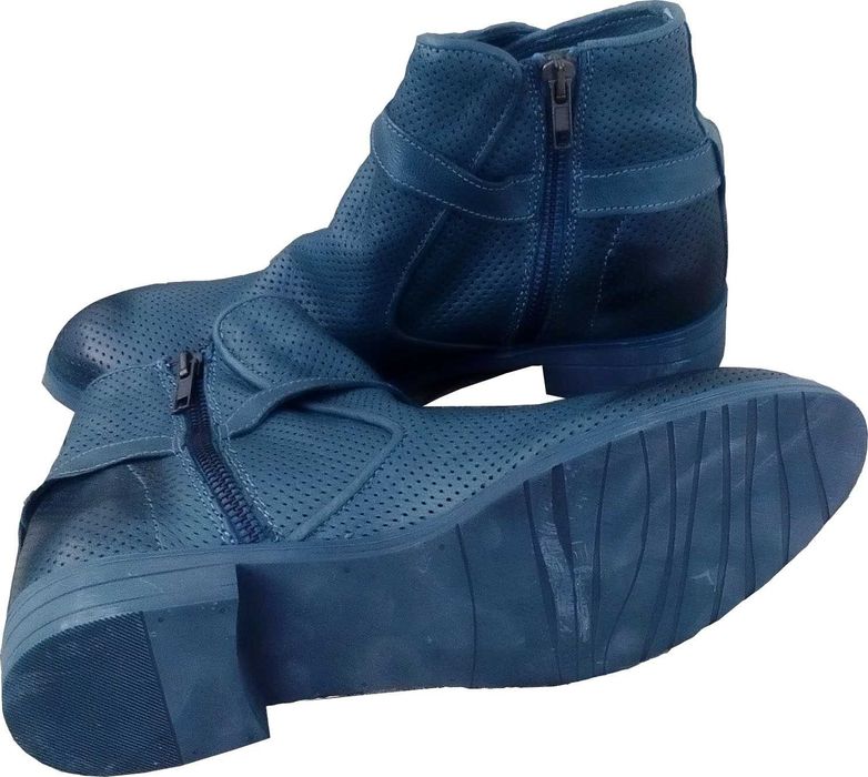 Nº 37 Botim Microperfurado em Pele Verde Petróleo Novo Exportação