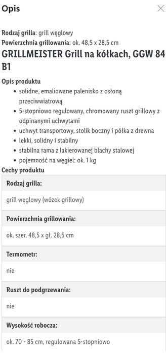 nowy grill węglowy