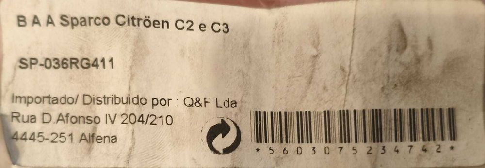 Barra AA Anti-Aproximanção para Citroen C2 e C3