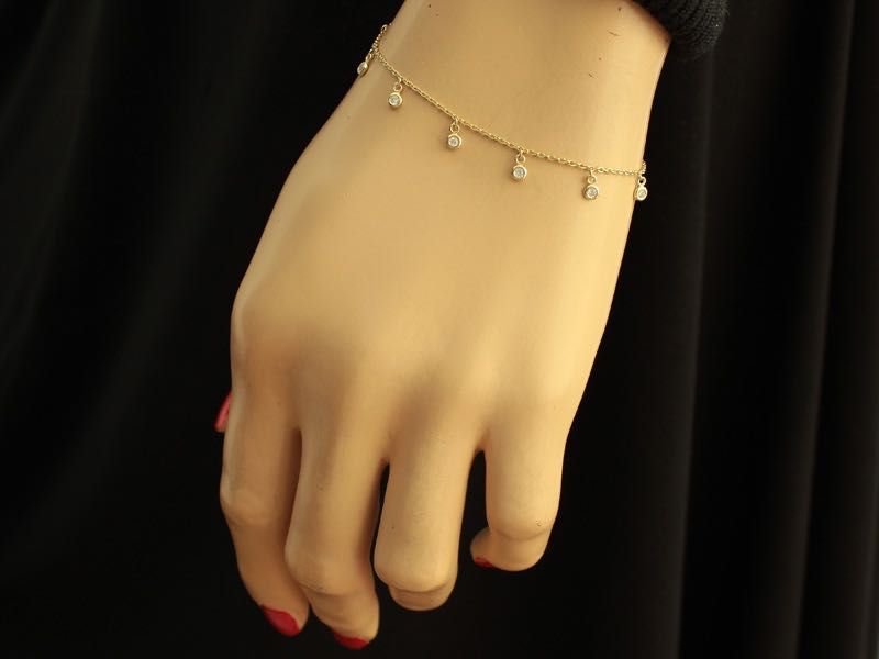 Nowa Bransoletka złota z kółeczkami i cyrkoniami. Sklep