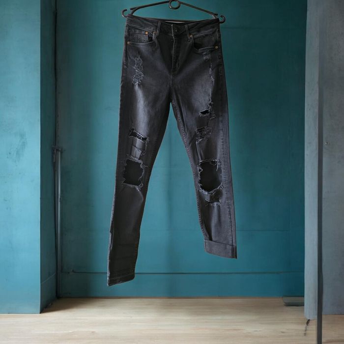 H&M Denim spodnie jeans czarne z dziurami 30/32 M L