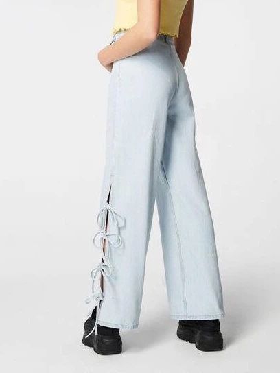Джинси wide leg з звʼязками