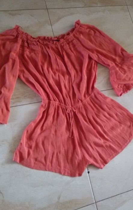 Kombinezon spodnium TopShop 38/40 M  pomarańczowy rękawy ażurkowy