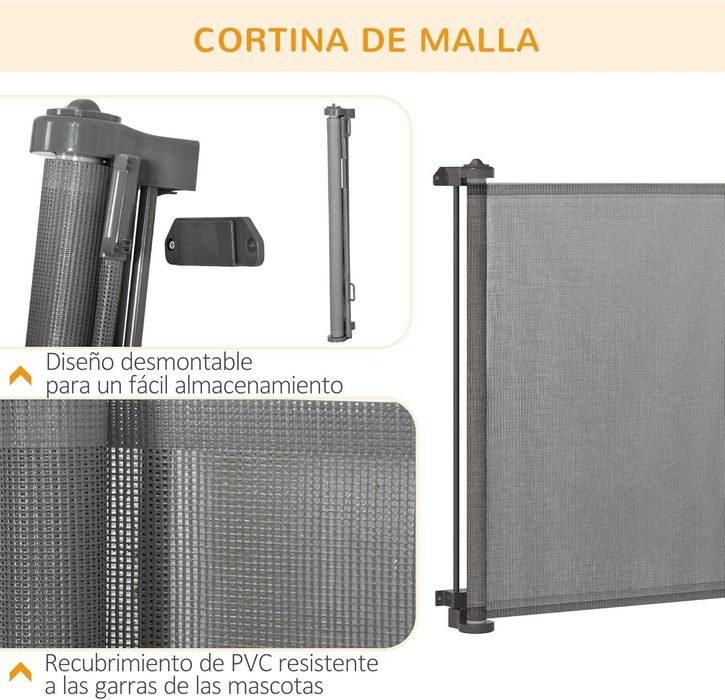 NOVO- Porta de segurança/barreira retráctil para cães e gatos 165x85cm