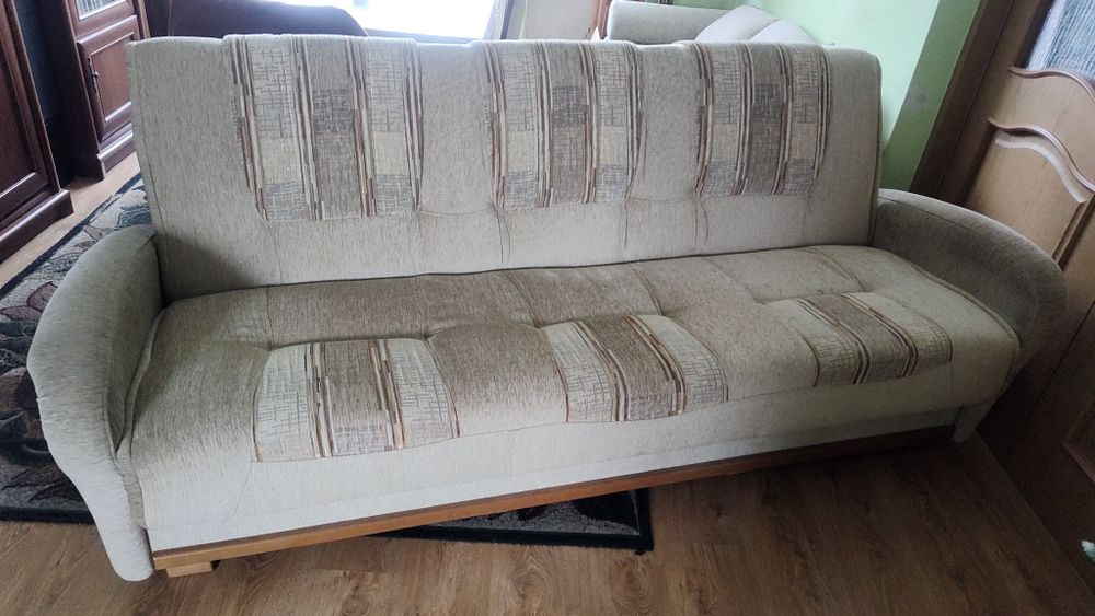 Komplet wypoczynkowy 3+1+1 z funkcją spania i pojemnikiem na pościel