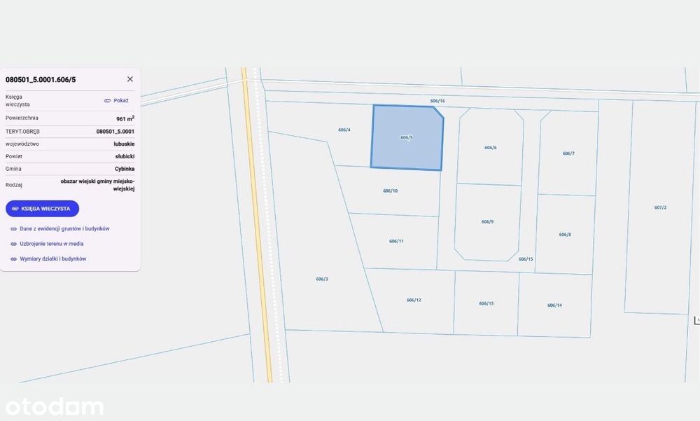 Działka budowlana Cybinka 961 m² z wydanymi warunkami zabudowy - Widok 3