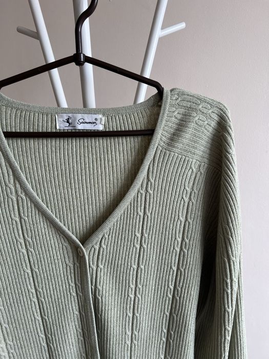 Pistacjowy kardigan XL