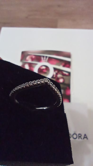 Anel Pandora Wishbone brilhante - NOVO